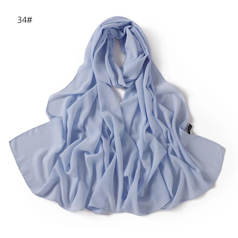 alalar | Solid Color Chiffon Hijab Shawl – 36 Colors, Lightweight Long Wrap (70×180cm)
