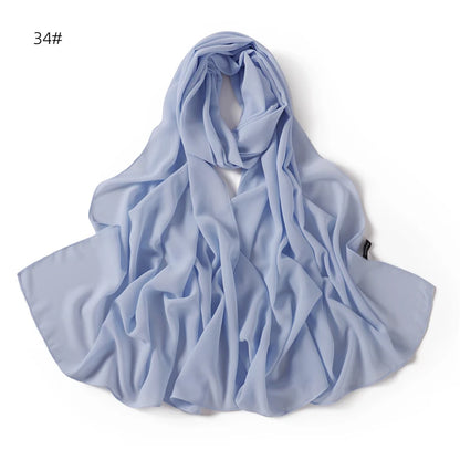alalar | Solid Color Chiffon Hijab Shawl – 36 Colors, Lightweight Long Wrap (70×180cm)
