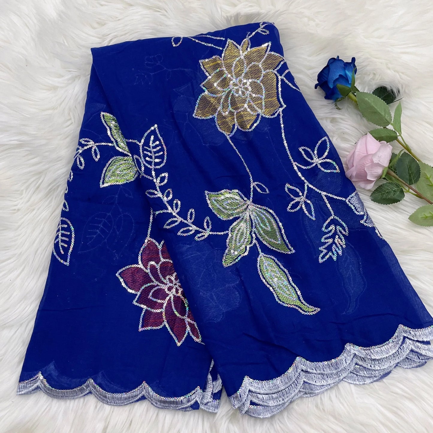 ALALAR | Embroidered Cotton Hijab Scarf – African Style Multicolor Muslim Headscarf Dubai Fashion