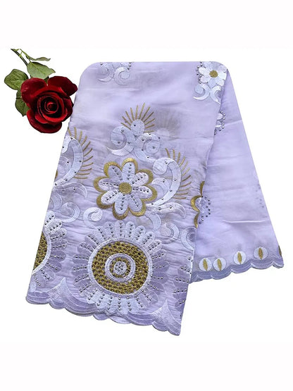 alalar | African Cotton Embroidered Hijab Scarf – Hollow Design Oversized Shawl (210 × 110 cm)