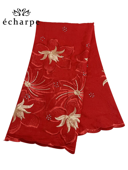 alalar | Dubai-Style Embroidered Cotton Hijab – African Pashmina Turban & Shawl