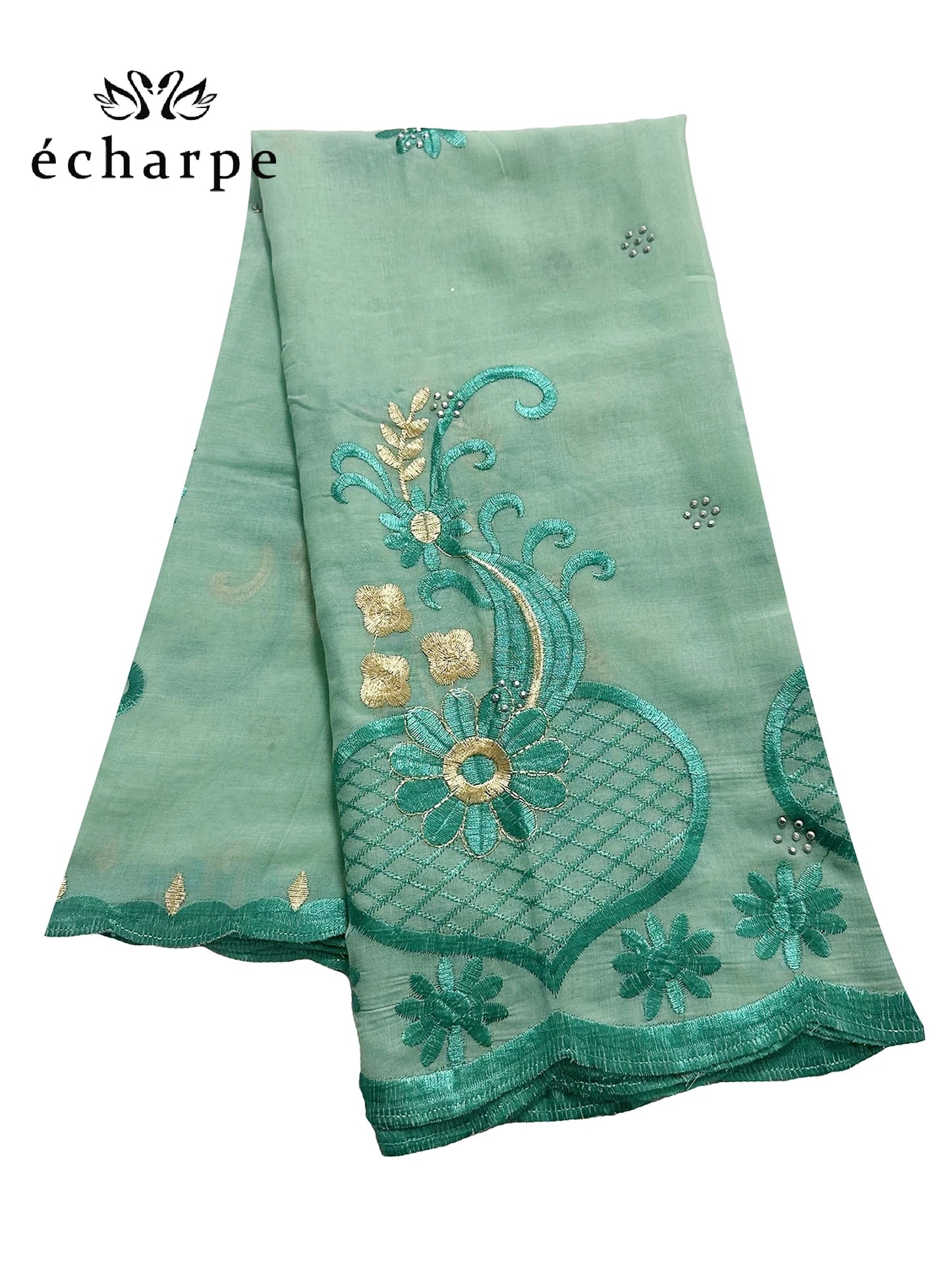 alalar | Dubai-Style Embroidered Cotton Hijab – African Pashmina Turban & Shawl