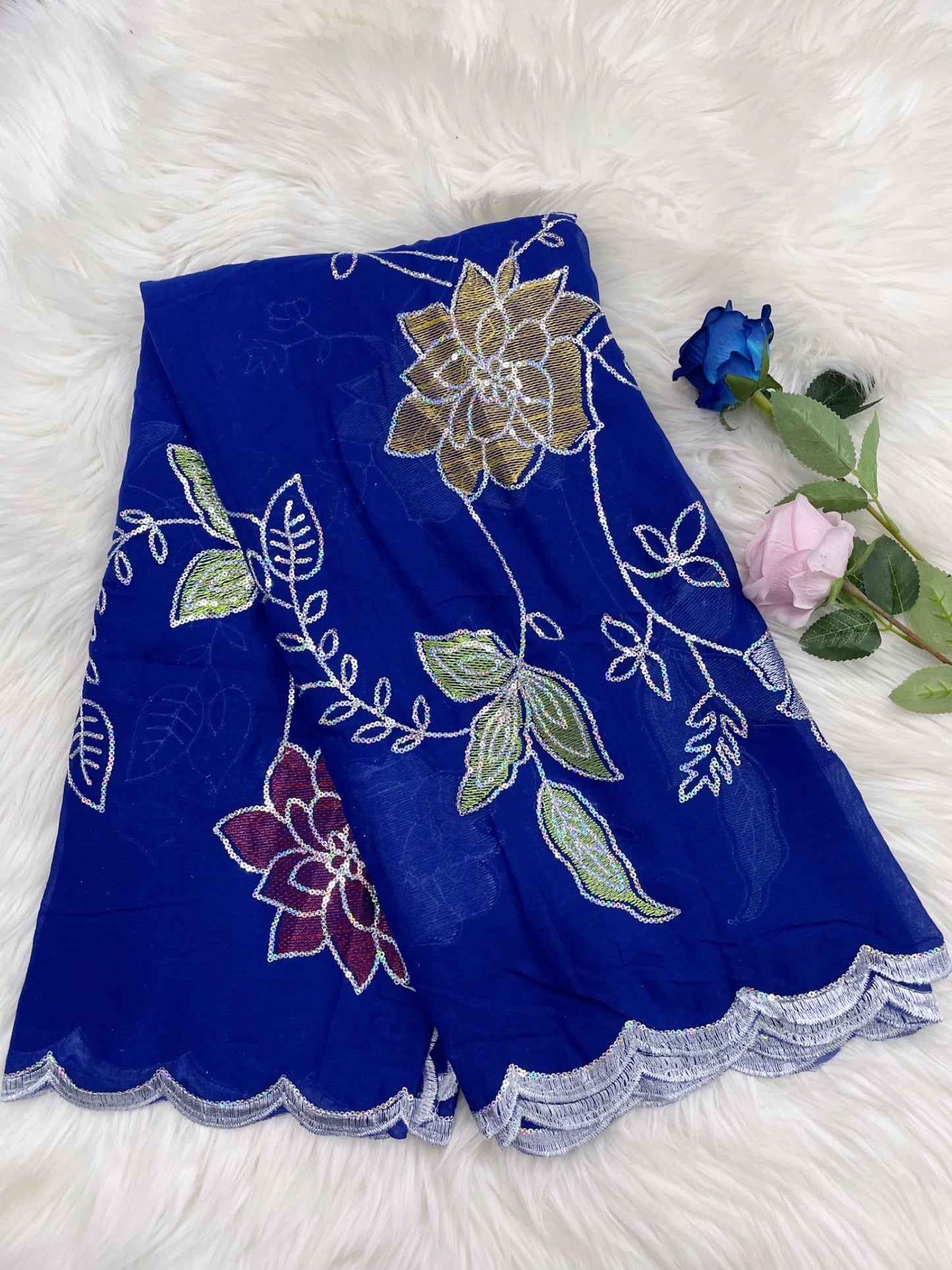 ALALAR | Embroidered Cotton Hijab Scarf – African Style Multicolor Muslim Headscarf Dubai Fashion