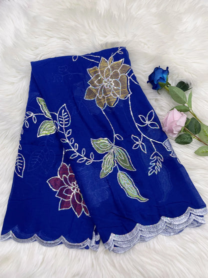 ALALAR | Embroidered Cotton Hijab Scarf – African Style Multicolor Muslim Headscarf Dubai Fashion