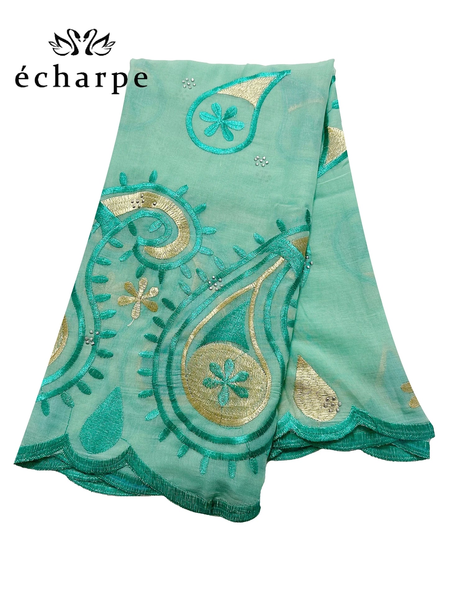 alalar | Dubai-Style Embroidered Cotton Hijab – African Pashmina Turban & Shawl