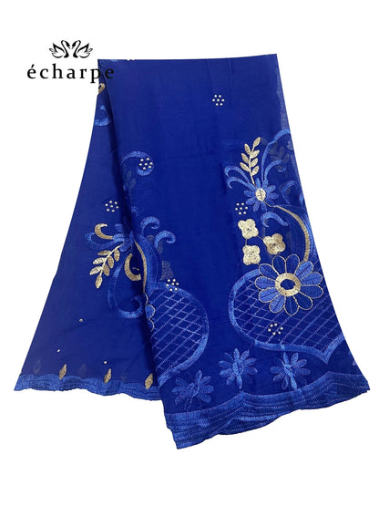 alalar | Dubai-Style Embroidered Cotton Hijab – African Pashmina Turban & Shawl