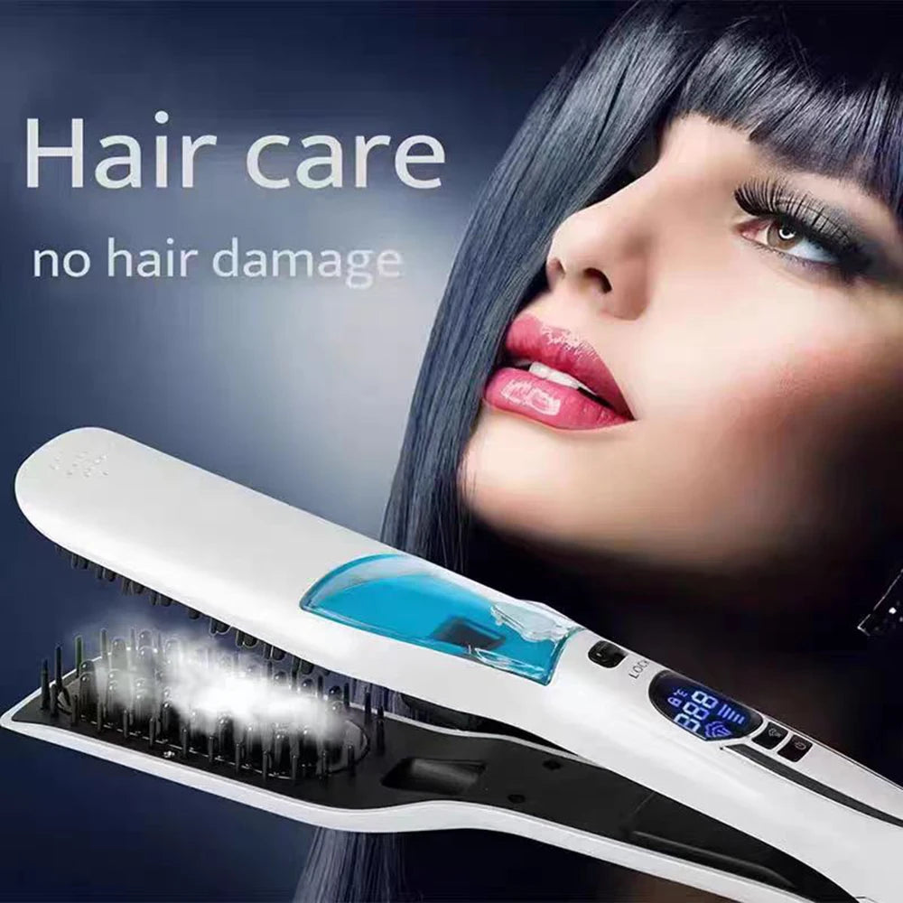 alalar-Health-Beauty Steam Hair Straightener Brush Anti-scald Negative Ion Hair Care Ceramic    فرشاة فرد الشعر بالبخار، مضادة للحروق، أيونات سالبة للعناية بالشعر