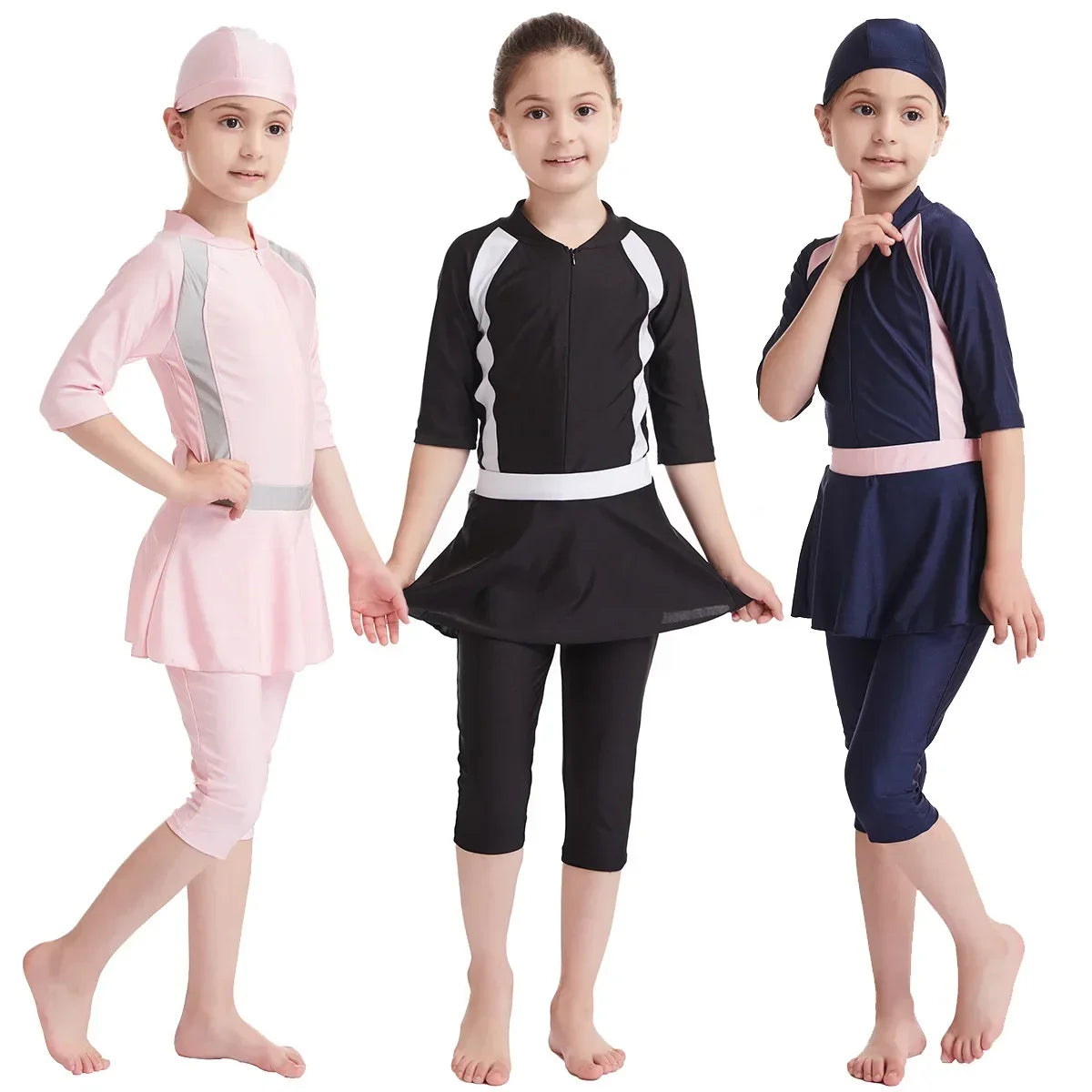 alalar | Girls’ 3-Piece Modest Burkini Swimwear – Long-Sleeve Kids Islamic Swimsuit Set