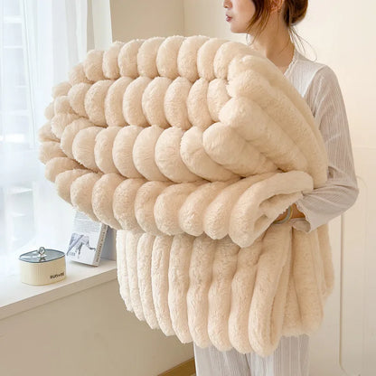 alalar-Solid Thickened Wide Striped  Blanket-بطانية متعددة الوظائف