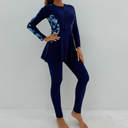 alalar | Modest Floral Patchwork Burkini – Long-Sleeve Zipper Swimwear Set (2025)