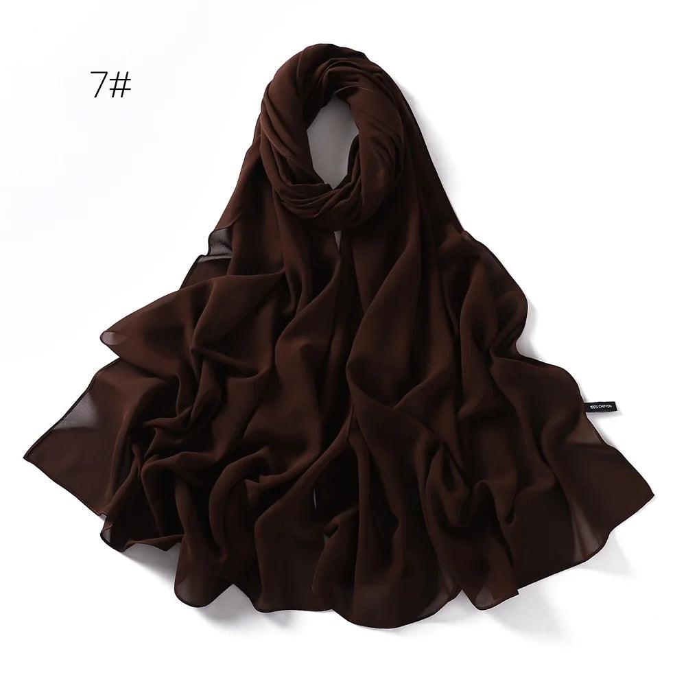 alalar | Solid Color Chiffon Hijab Shawl – 36 Colors, Lightweight Long Wrap (70×180cm)