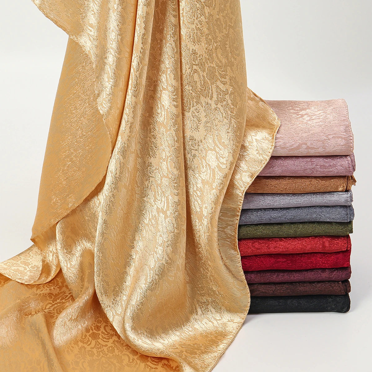 Fashion Leaf Print Satin Hijab -alalar