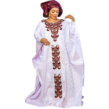 ALALAR | African Embroidered Abaya Dress – Elegant Plus Size Modest Wear for Women