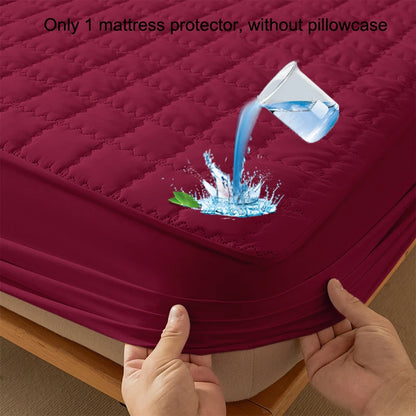 alalar-1 simple modern square Waterproof laminated Fitted Sheet,Wine red color bed cover for bedroom,bedding(excluding pillowcase)