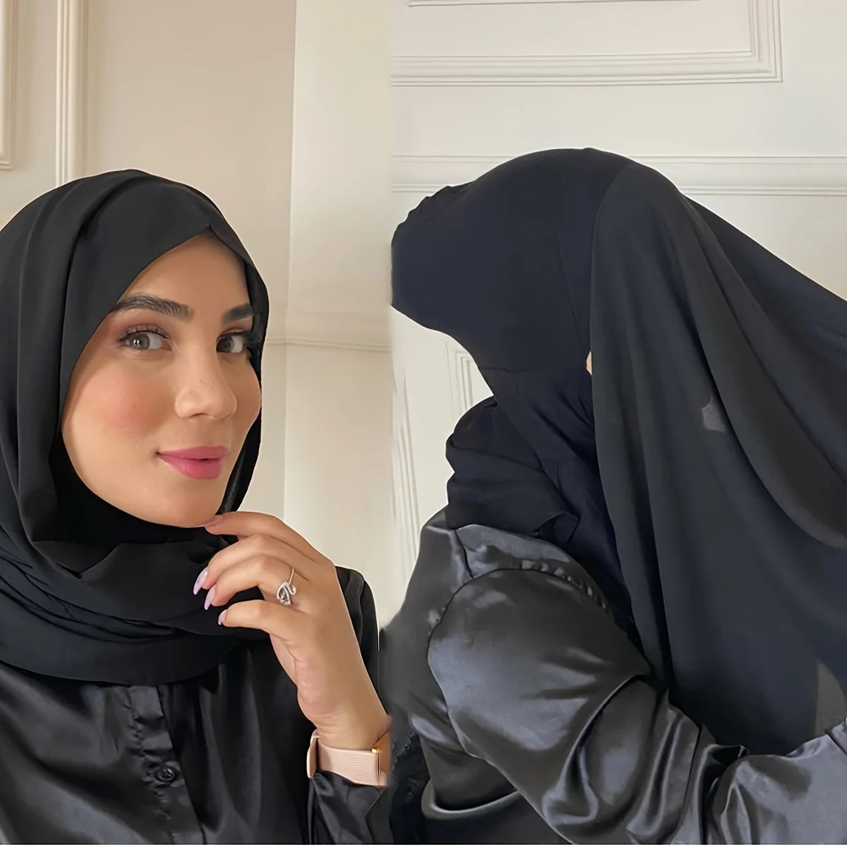 alalar | Solid Color Chiffon Amira Hijab – Lightweight Breathable Instant Headscarf