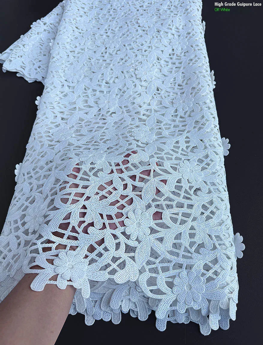 alalar | Luxury 3D Guipure Lace Fabric – 5 Yards Water Soluble African Bridal Lace