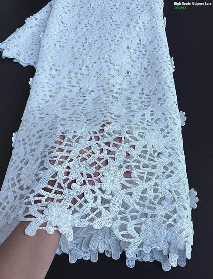 alalar | Luxury 3D Guipure Lace Fabric – 5 Yards Water Soluble African Bridal Lace