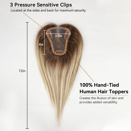 alalar-Women haircare - Barooka-Hair Toppers Clips in Hair Brown Blonde Ombre Laceمشابك شعر علوية من الدانتيل البني الأشقر أومبير