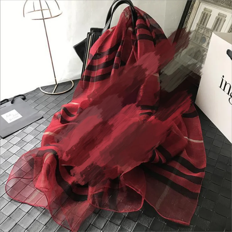 alalar | Checkered Mulberry Silk & Wool Scarf – Luxury Autumn & Winter Shawl for Women