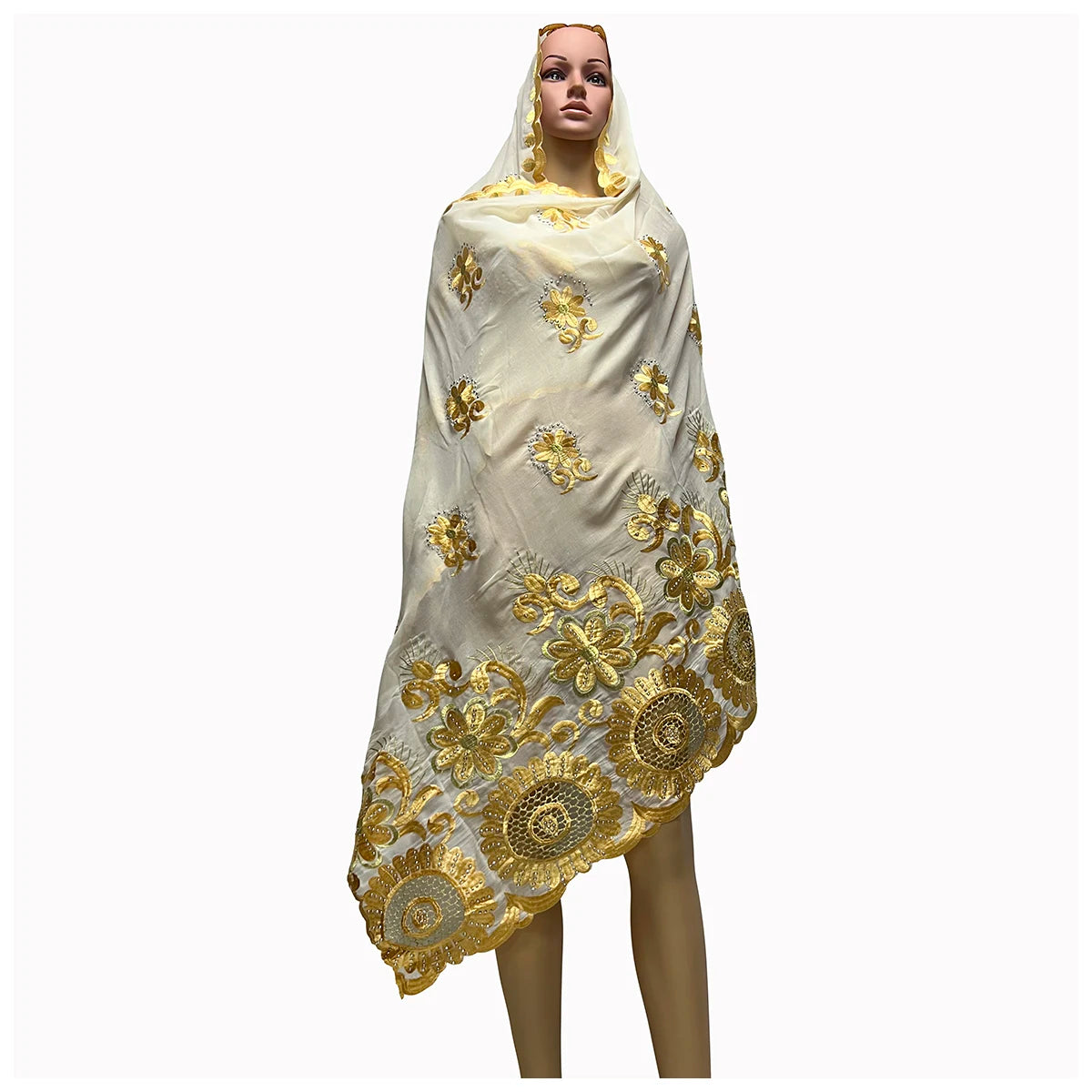 alalar | Oversized Cotton Embroidered Hijab Scarf – African Style & Modest Wrap