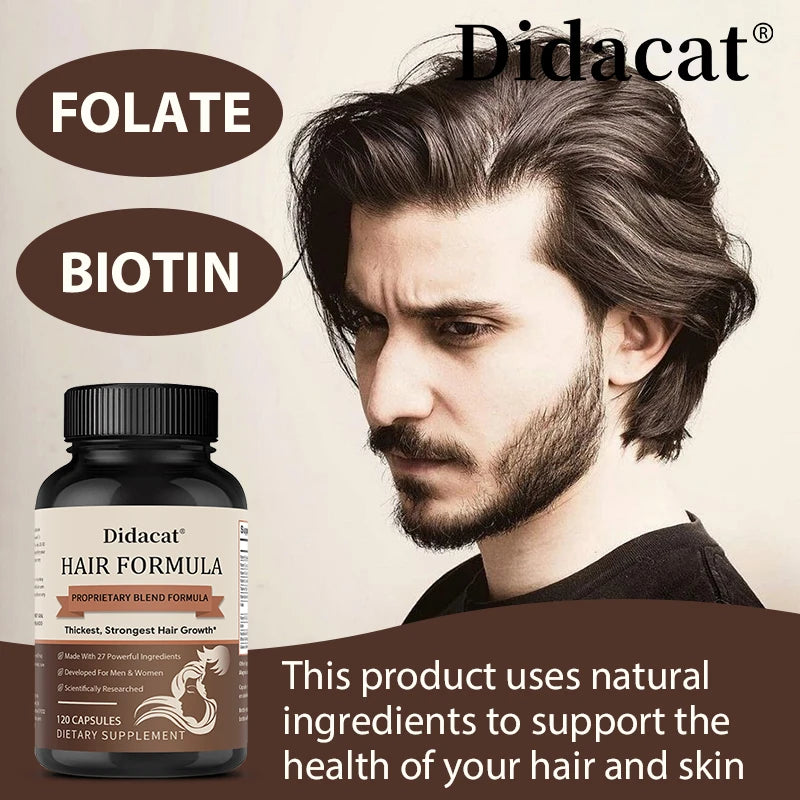 Promote Healthy Nails, Hair and Skin To Support The Growth-تعمل الكبسولات على تعزيز صحة الأظافر والشعر والبشرة لدعم نمو الشعر الأكثر كثافة وقوة