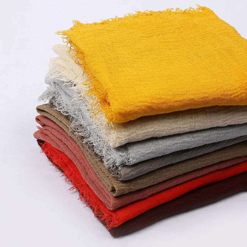 alalar-Big size  crinkle scarf for women soft cotton headscarf