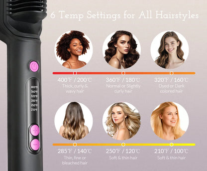 alalar-Health-Beauty-Hair Straightener Brush with Six Temperature Settings-فرشاة فرد الشعر مع ستة إعدادات لدرجة الحرارة