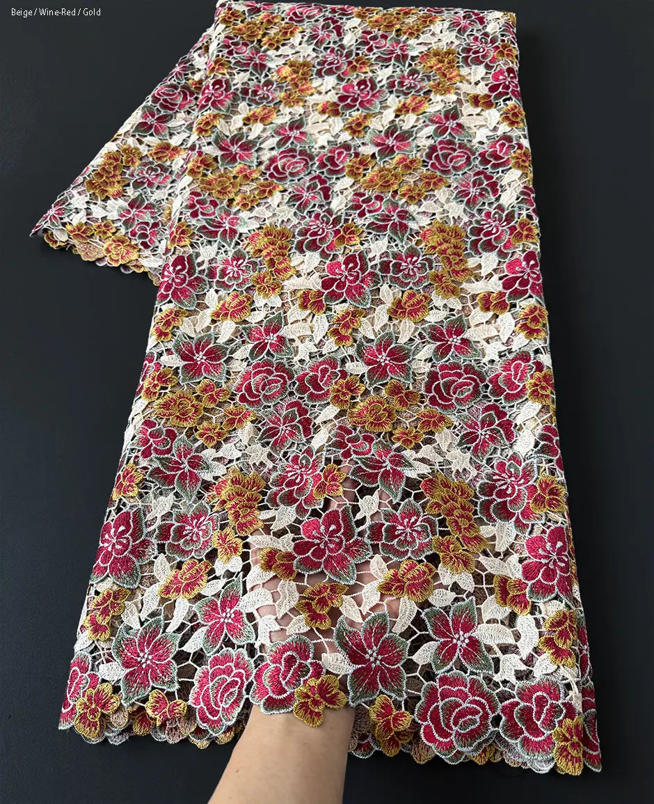 alalar | Luxury Floral Guipure Lace Fabric – Soft African Embroidery Ceremony Lace
