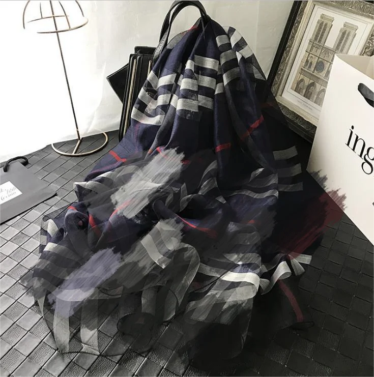 alalar | Checkered Mulberry Silk & Wool Scarf – Luxury Autumn & Winter Shawl for Women