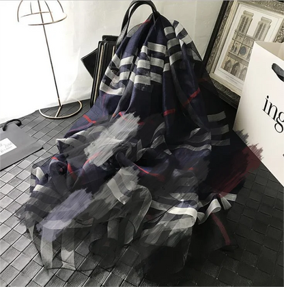 alalar | Checkered Mulberry Silk & Wool Scarf – Luxury Autumn & Winter Shawl for Women