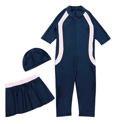 alalar | Girls’ 3-Piece Modest Burkini Swimwear – Long-Sleeve Kids Islamic Swimsuit Set