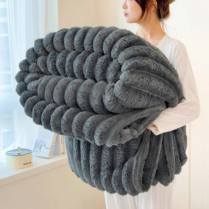 alalar-Solid Thickened Wide Striped  Blanket-بطانية متعددة الوظائف
