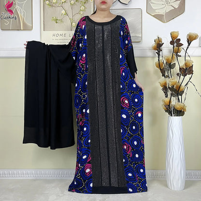 alalar-عبايات إسلامية جديدة من القطن للنساء مع وشاح كبيرNew Muslim Abayas Cotton Fabric For Women Dresse With Big Scarf 2025