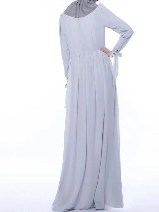 alalar-Scarf-Abaya Fashion Round neck Chiffon muslim dress Muslim abaya peignoir female embroidery islamic abaya prayer service clothing wy2018