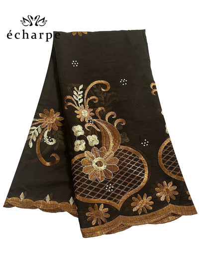 alalar | Dubai-Style Embroidered Cotton Hijab – African Pashmina Turban & Shawl