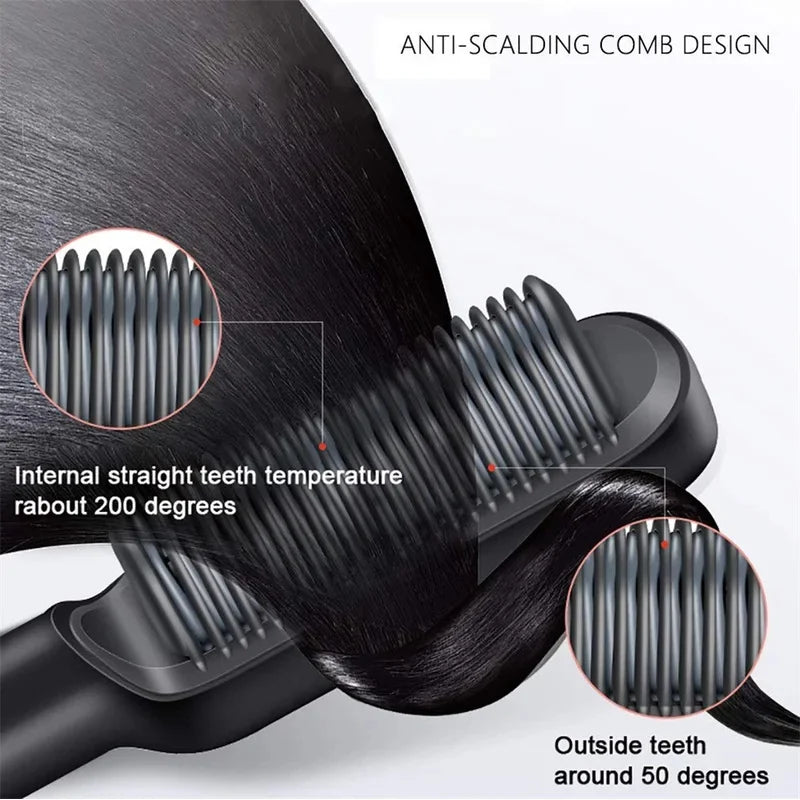 alalar-Hair Straightener Professional Quick Heated Electric Hot Comb Hair Straightenerسهل الاستخدام وآمن، يُقلل بشكل فعال من تلف الشعر، مما يجعله أكثر صحة وطبيعية. مناسب للشعر الجاف والمبلل مشط ساخن