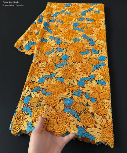 alalar | Luxury Floral Guipure Lace Fabric – Soft African Embroidery Ceremony Lace