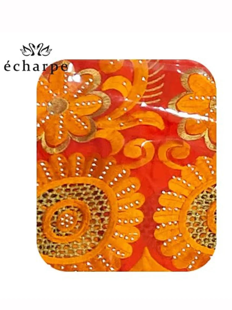 alalar | African-Inspired Hollow Cotton Embroidered Hijab Scarf