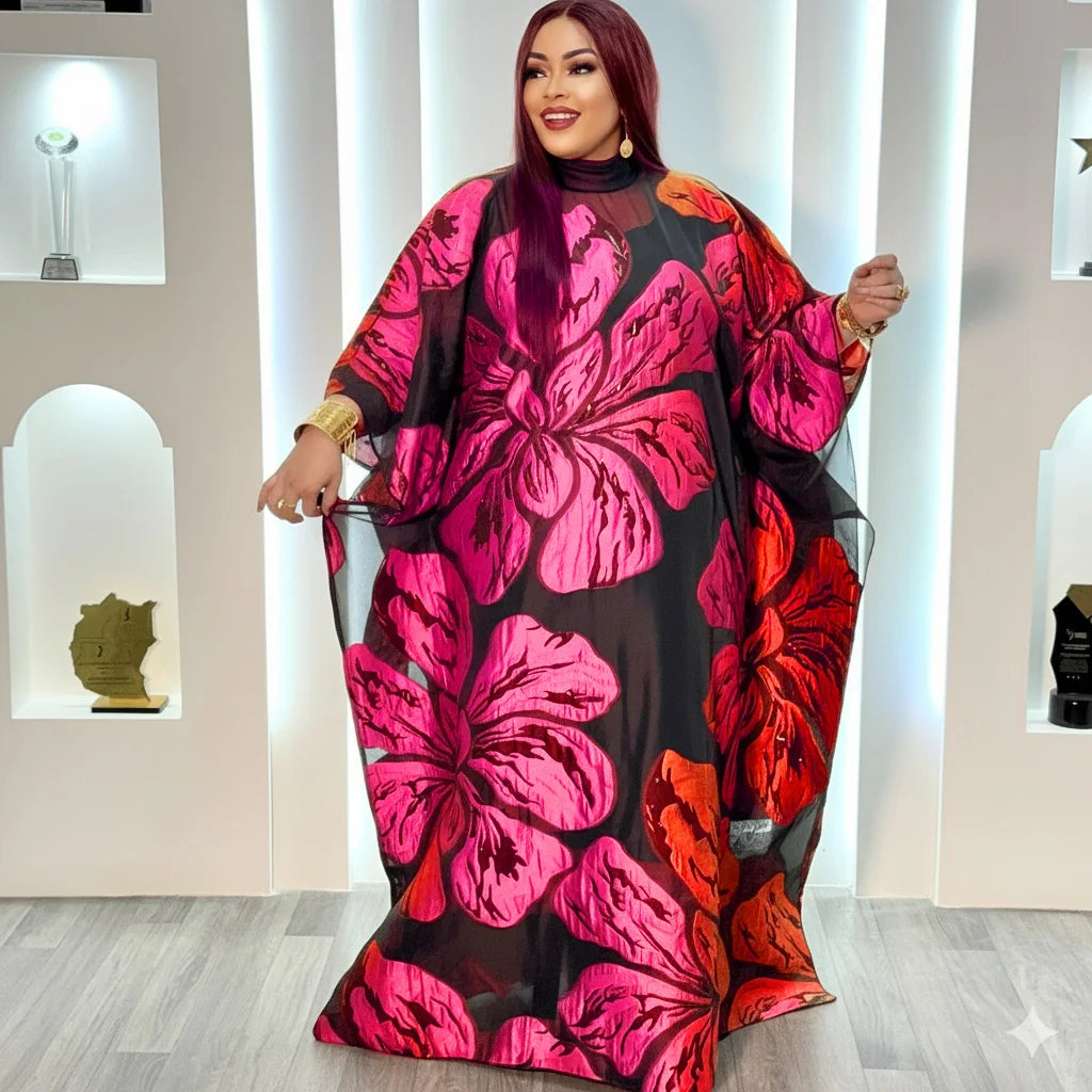 alalar | Elegant African Embroidered Abaya Dress – Plus Size Traditional Clothing