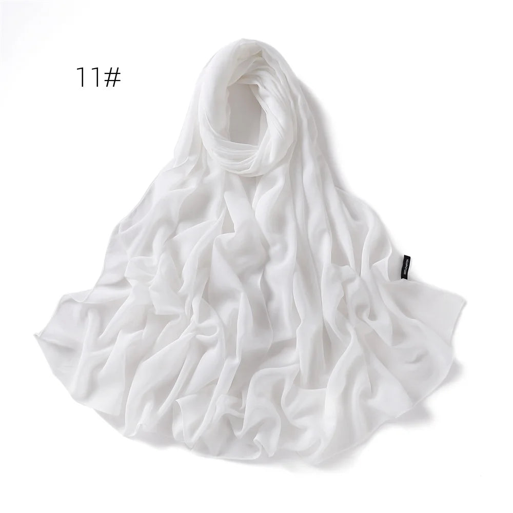 alalar | Solid Color Chiffon Hijab Shawl – 36 Colors, Lightweight Long Wrap (70×180cm)