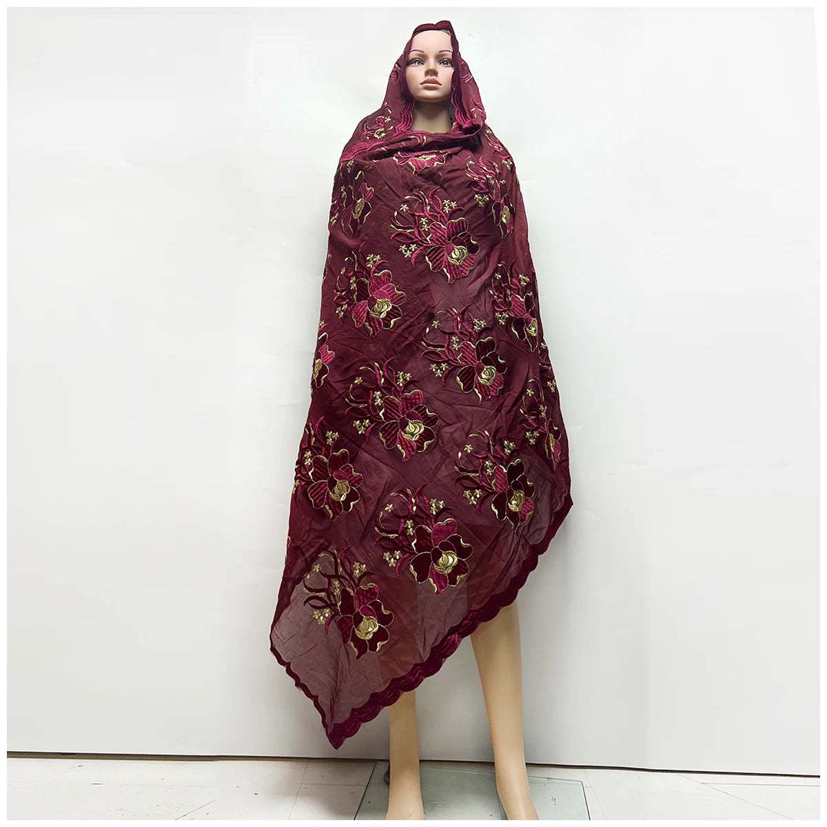 alalar | Premium Embroidered Cotton Hijab – African & Dubai Style Scarf