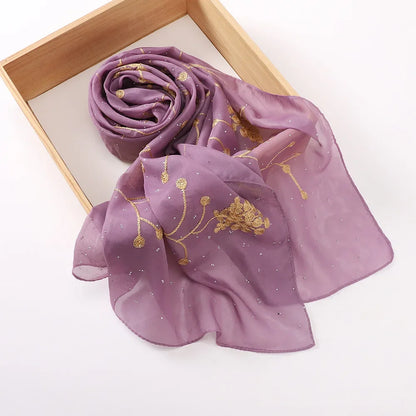 alalar | Embroidered Diamond Chiffon Hijab – Elegant Scarf & Turban Style Headwrap for Women