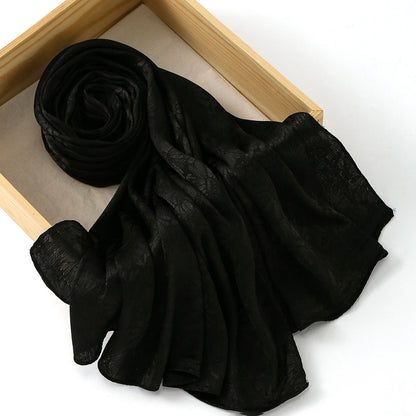 Fashion Leaf Print Satin Hijab -alalar