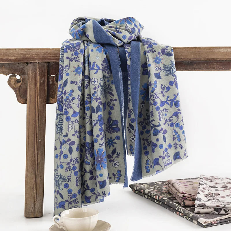 alalar | Elegant Autumn & Winter Cashmere-Feel Shawl – Printed Warm Scarf for Women