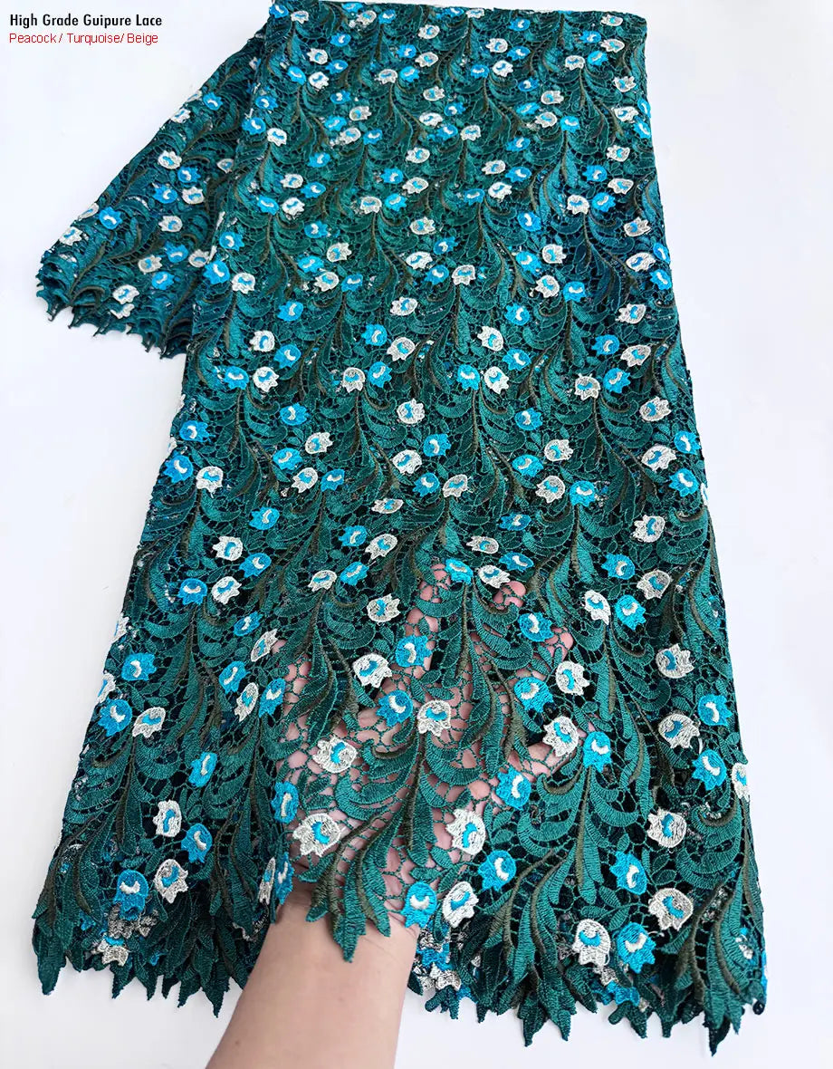 alalar | Luxury 3D Guipure Lace Fabric – 5 Yards Water Soluble African Bridal Lace