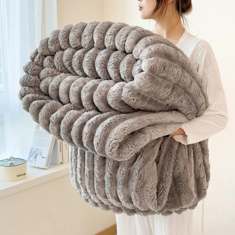 alalar-Solid Thickened Wide Striped  Blanket-بطانية متعددة الوظائف