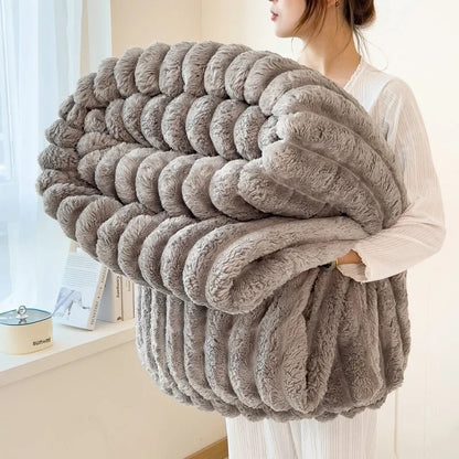 alalar-Solid Thickened Wide Striped  Blanket-بطانية متعددة الوظائف
