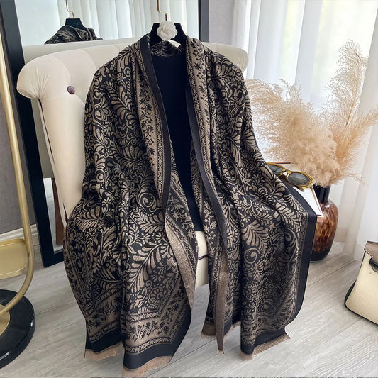 alalar-Elegant Muslim Women Long Hijab Scarf with Golden Thread-