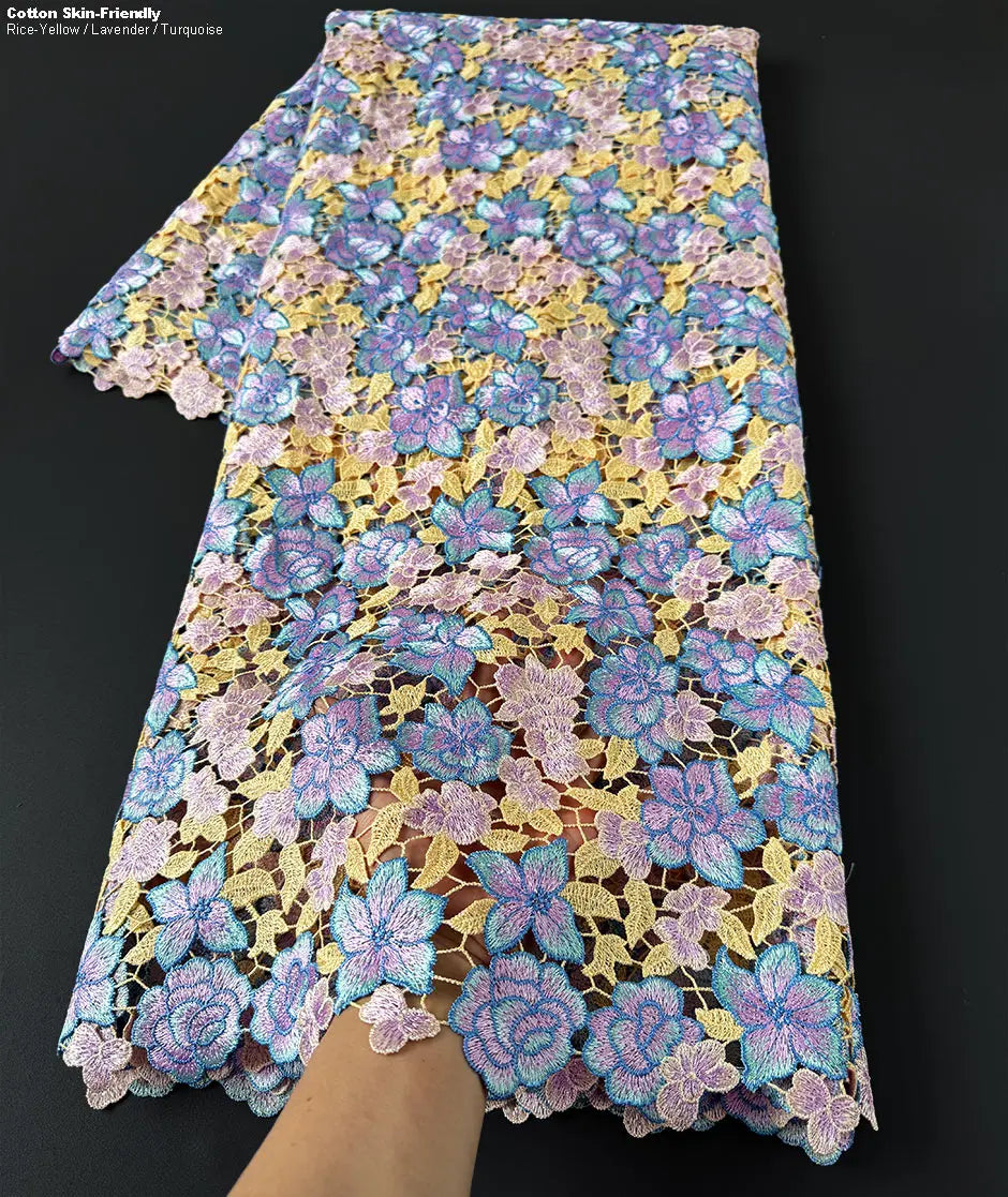 alalar | Luxury Floral Guipure Lace Fabric – Soft African Embroidery Ceremony Lace