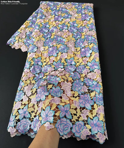 alalar | Luxury Floral Guipure Lace Fabric – Soft African Embroidery Ceremony Lace